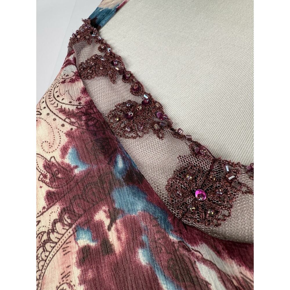 Chadwicks Y2K Cami Tank Sz 4 Small Fairycore Whimsigoth Feminine Beaded Sheer - Picture 3 of 8